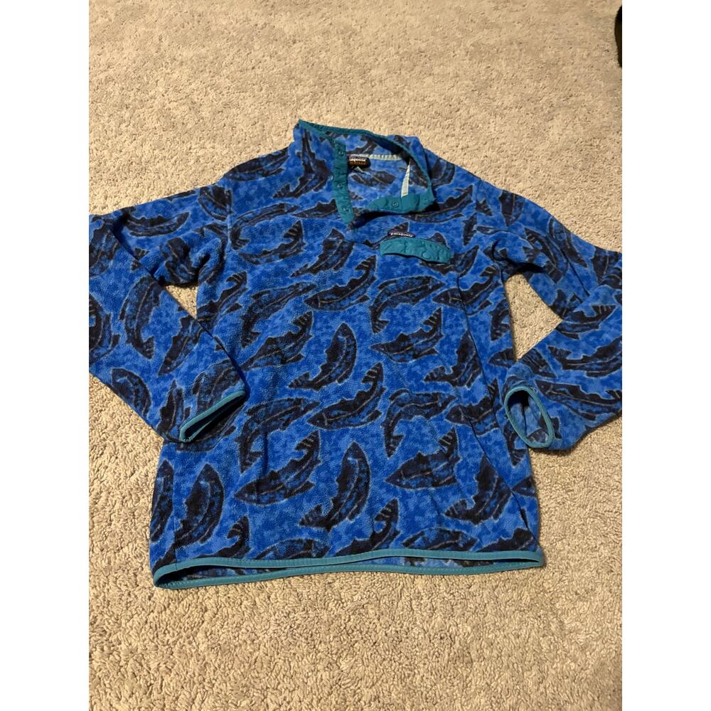 RARE Patagonia Synchilla Snap-T Fleece Pullover Leaping Oasis: Trout Fish - L